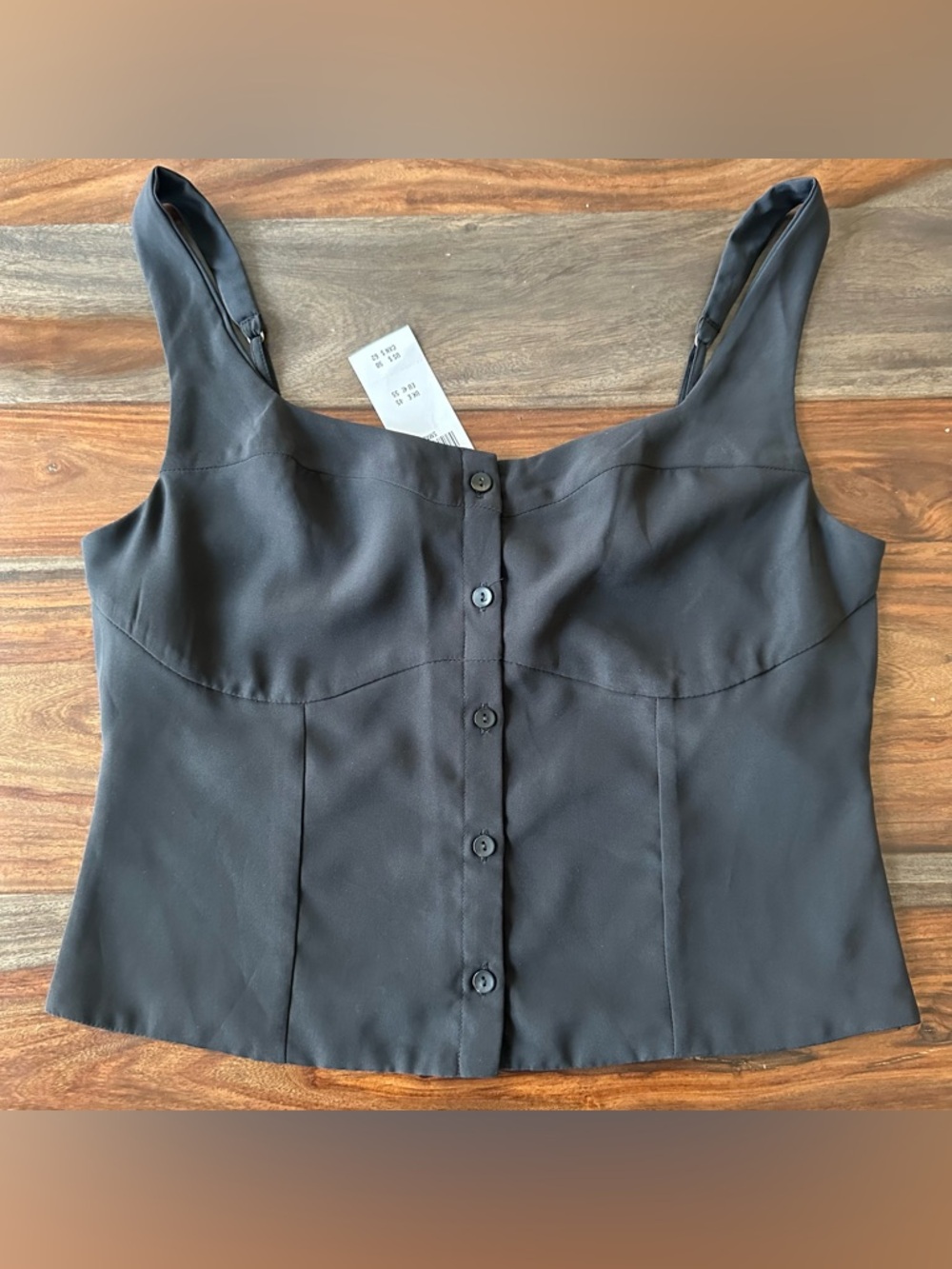 Abercrombie & Fitch Black Button-Front Cropped Tank Top
